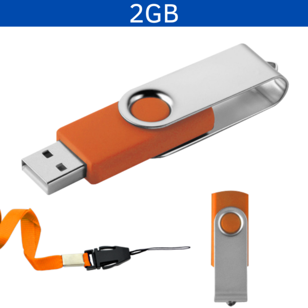 MEMORIA USB LONDON GIRATORIA 2GB (USB048-U) NARANJA