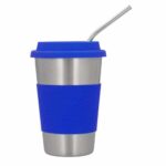 VASO FRAPPE AZUL (T 168 - ACERO INOXIDABLE / SILICÓN)