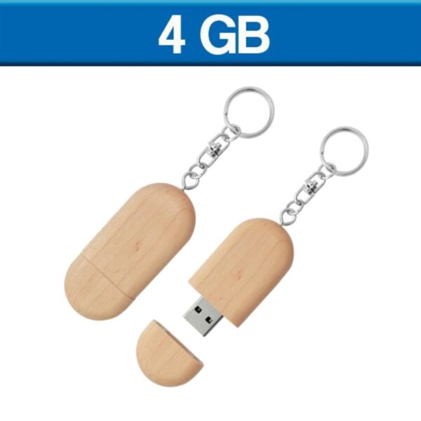 MEMORIA USB OVAL 4GB (USB050-U) MADERA