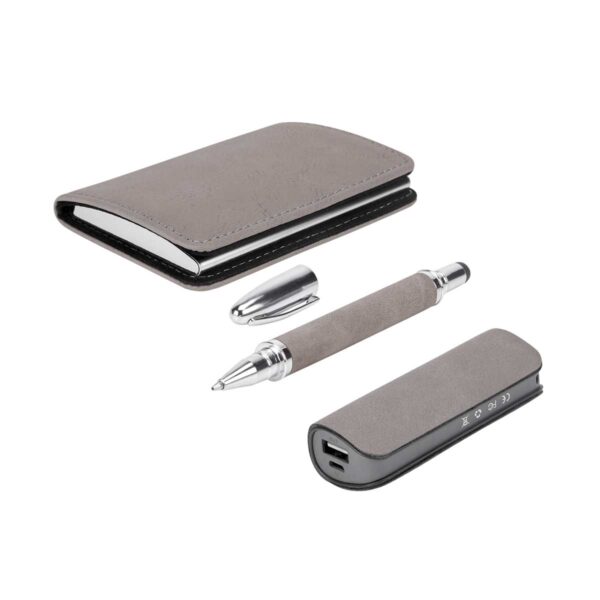 SET LIPETSK GRIS 62500 G (CURPIEL Y METAL BOLÍGRAFO Y TARJETERO / CURPIEL Y PLÁSTICO POWER BANK) - Imagen 8