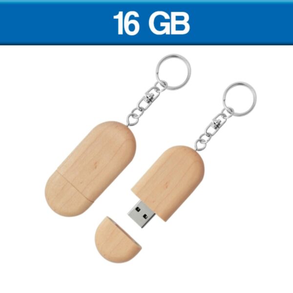 MEMORIA USB OVAL 16GB (USB221-U) MADERA