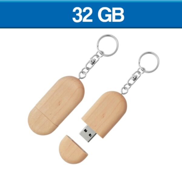 MEMORIA USB OVAL 32GB (USB307-U) MADERA