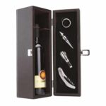 SET PARA VINOS PAMPLONA CAFE 98641 (CURPIEL / METAL / TERCIOPELO)