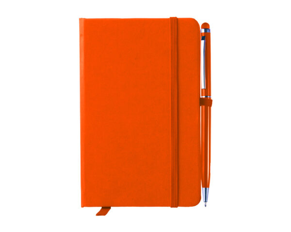 LIBRETA CON BOLIGRAFO AITANA A2182 NARANJA (Libreta: Poliuretano / Bolígrafo: Aluminio)