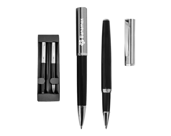 SET DE BOLÍGRAFOS DE METAL NIMBUS A2314 NEGRO (Bolígrafo: Acero Inoxidable // Estuche: Cartón) - Imagen 3