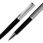 SET DE BOLÍGRAFOS DE METAL NIMBUS A2314 NEGRO (BOLÍGRAFO: ACERO INOXIDABLE // ESTUCHE: CARTÓN / A2314.02 /  ARTICULOS PROMOCIONALES)
