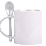 TARRO BICOLOR DE SUBLIMACIÓN C/CUCHARA 11 OZ MIRZA A2376 BLANCO (CERÁMICA / A2376.01 /  ARTICULOS PROMOCIONALES)