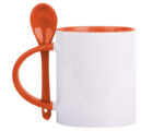 TARRO BICOLOR DE SUBLIMACIÓN C/CUCHARA 11 OZ MIRZA A2376 NARANJA (CERÁMICA / A2376.03 /  ARTICULOS PROMOCIONALES)