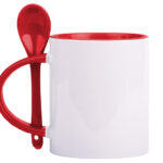 TARRO BICOLOR DE SUBLIMACIÓN C/CUCHARA 11 OZ MIRZA A2376 ROJO (CERÁMICA / A2376.04 /  ARTICULOS PROMOCIONALES)