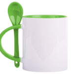 TARRO BICOLOR DE SUBLIMACIÓN C/CUCHARA 11 OZ MIRZA A2376 VERDE CLARO (CERÁMICA / A2376.08 /  ARTICULOS PROMOCIONALES)