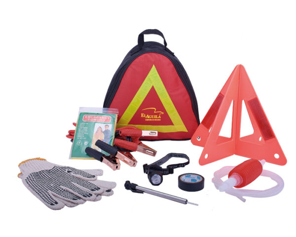 KIT DE EMERGENCIA CARSO A2409 NEGRO (Pasacorriente: PVC - Aluminio / Linterna: ABS / Medidor de presión: ABS - Metal / Impermeable: Plástico / Guantes: Poliéster / Bolsa: PVC / Estuche: Poliéster 600 D) - Imagen 3