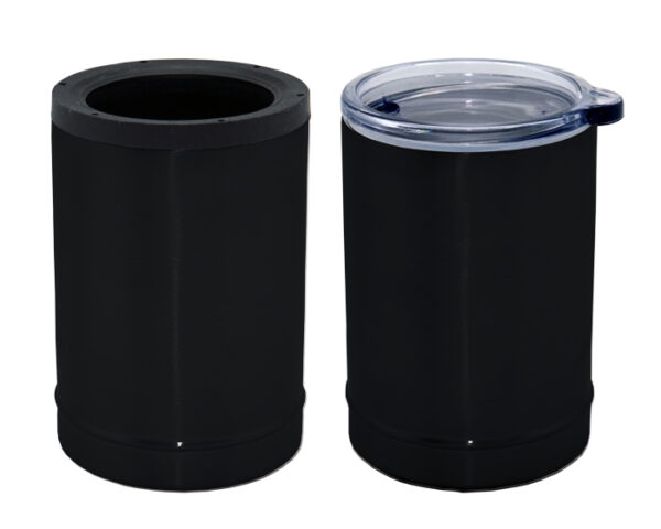 VASO TÉRMICO DOBLE PARED Y PORTA LATA CROP A2429 NEGRO (Acero inoxidable 304)