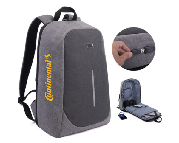 MOCHILA BACKPACK ANTIRROBO SECURE A2441 GRIS (Poliéster 600D) - Imagen 3