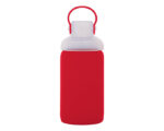 CILINDRO DE VIDRIO BOROSILICATO 550 ML. SILY A2469 ROJO (CILINDRO: VIDRIO BOROSILICATO // FUNDA: SILICÓN / A2469.04 /  ARTICULOS PROMOCIONALES)