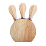 JUEGO UTENSILIOS QUEZO A2512 CAFÉ (ACCESORIOS: ACERO INOXIDABLE / MADERA // BASE: MADERA / A2512.28 /  ARTICULOS PROMOCIONALES)