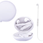 AUDÍFONOS BLUETOOTH MANOS LIBRES CON ESTUCHE PARA GUARDAR SAURUS A2514 BLANCO (ESTUCHE: EVA // AUDÍFONOS: ABS / A2514.01 /  ARTICULOS PROMOCIONALES)