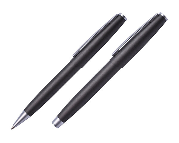 SET DE BOLÍGRAFOS DE METAL TWAS A2538 HUMO (Acero Inoxidable // Estuche: Cartón)