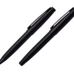 SET DE BOLÍGRAFOS DE METAL TWAS A2538 NEGRO (BOLÍGRAFO: ACERO INOXIDABLE // ESTUCHE: CARTÓN / A2538.02 /  ARTICULOS PROMOCIONALES)