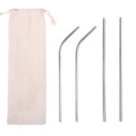 KIT ECOLÓGICO DE POPOTES ACERO INOX. CLEAN A2647 PLATA (ACCESORIOS: ACERO INOXIDABLE// ESTUCHE: ALGODÓN / A2647.17 /  ARTICULOS PROMOCIONALES)