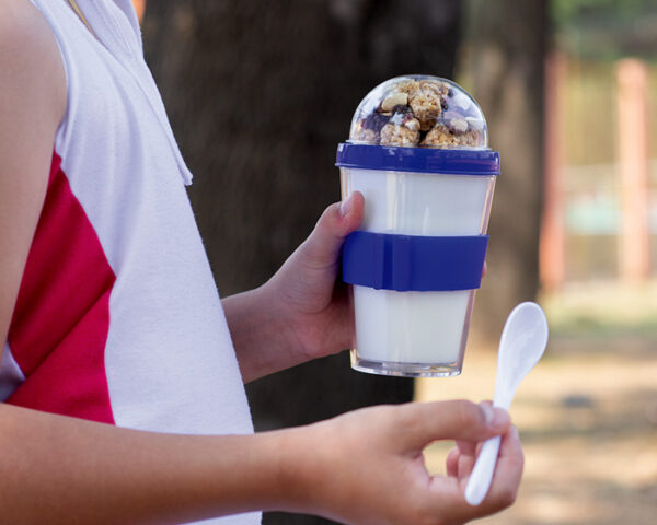 VASO DOBLE PARED DE PLASTICO CON CUCHARA FROYO A2653 AZUL (Plástico AS / Silicón) - Imagen 2