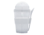 VASO DOBLE PARED DE PLASTICO CON CUCHARA FROYO A2653 BLANCO (PLÁSTICO AS / SILICÓN / A2653.01 /  ARTICULOS PROMOCIONALES)