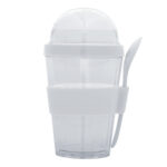 VASO DOBLE PARED DE PLASTICO CON CUCHARA FROYO A2653 BLANCO (PLÁSTICO AS / SILICÓN / A2653.01 /  ARTICULOS PROMOCIONALES)