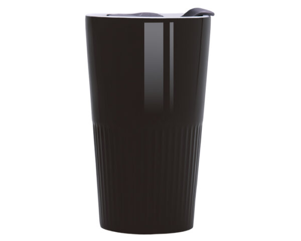 VASO DE CERÁMICA DE DOBLE PARED MIAMI A2694 NEGRO (Cerámica)