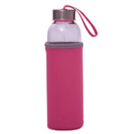 CILINDRO DE VIDRIO 500 ML. KRISTAL A2705 ROSA (CILINDRO: VIDRIO// FUNDA: NEOPRENO / A2705.05 /  ARTICULOS PROMOCIONALES)