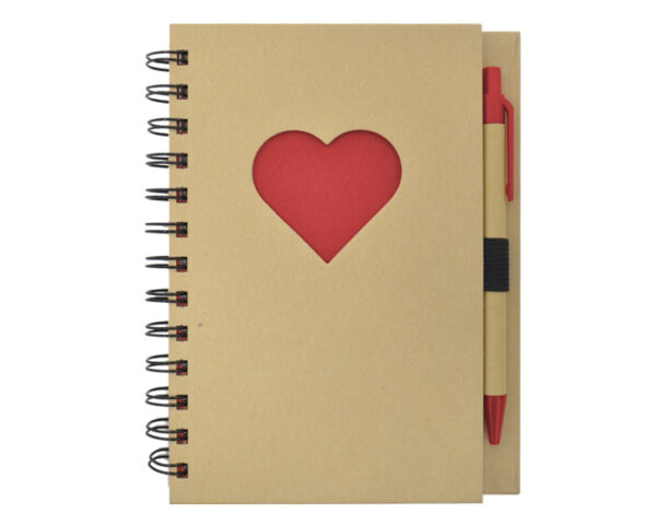 LIBRETA ECOLOGICA CORAZÓN LOVELY A2776 ROJO (Cartón)