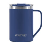 TARRO TÉRMICO DOBLE PARED ACERO INOX. 15 OZ. NAYAD METRO A2777 AZUL MARINO (ACERO INOXIDABLE / TRITAN / A2777.11 /  ARTICULOS PROMOCIONALES)