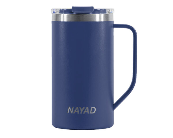 TARRO TÉRMICO DOBLE PARED ACERO INOX. 20 OZ. NAYAD METRO TALL A2778 AZUL MARINO (Acero Inoxidable / Tritan)