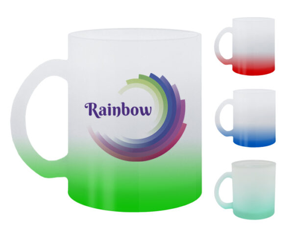 TAZA DE VIDRIO SATINADA SUBLIMACIÓN RAINBOW A2798 VERDE (Vidrio) - Imagen 3