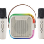 BOCINA KARAOKE CON LUZ MULTICOLOR POPSTAR A2812 BEIGE (PLÁSTICO ABS / A2812.24 /  ARTICULOS PROMOCIONALES)