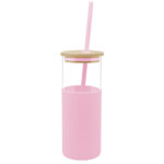 CILINDRO DE BOROSILICATO 500 ML. GLORY A2855 ROSA (CILINDRO: BOROSILICATO / BAMBÚ // FUNDA: SILICÓN / A2855.05 /  ARTICULOS PROMOCIONALES)