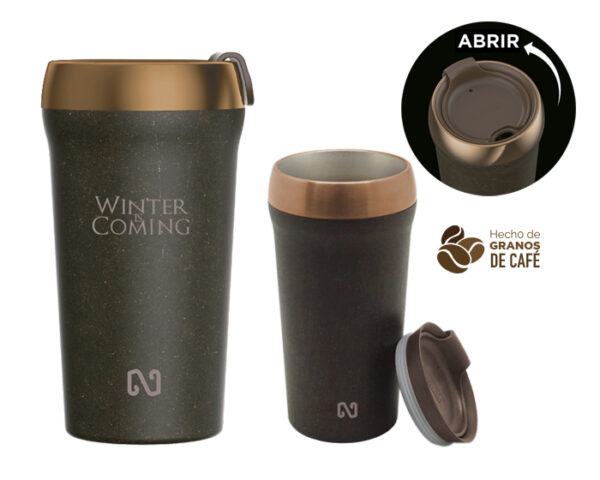 TERMO DE GRANO DE CAFÉ 14 OZ NAYAD TINOS A2865 CAFE (Interior: Acero Inoxidable 304 / Exterior: Granos de Café) - Imagen 3