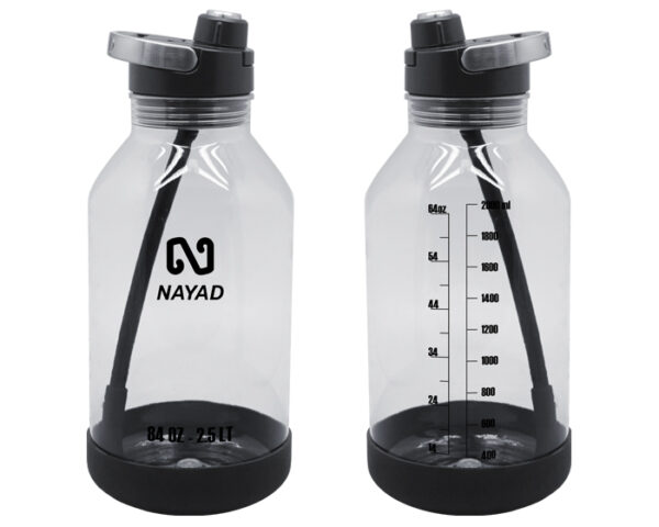 CILINDRO TRITÁN 84 OZ NAYAD TRAVELER A2876 TRANSPARENTE (Cilindro: Tritan / Funda Silicón / Tapa: Plástico PEAD (2) / Acero Inoxidable) - Imagen 2