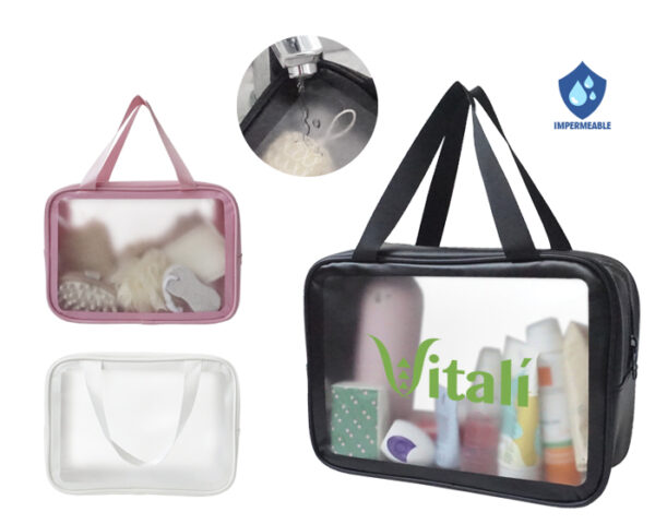 BOLSA IMPERMEABLE PARA ACCESORIOS CON ASAS PATY A2909 NEGRO (Cuero / PVC) - Imagen 3