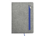 LIBRETA CON CIERRE ZIPPER A2922 AZUL (POLIÉSTER Y PAPEL / A2922.09 /  ARTICULOS PROMOCIONALES)