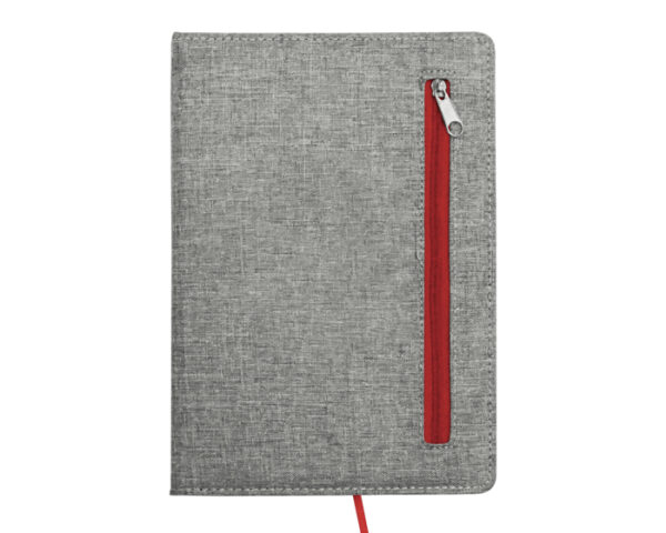 LIBRETA CON CIERRE ZIPPER A2922 ROJO (Poliéster y papel)