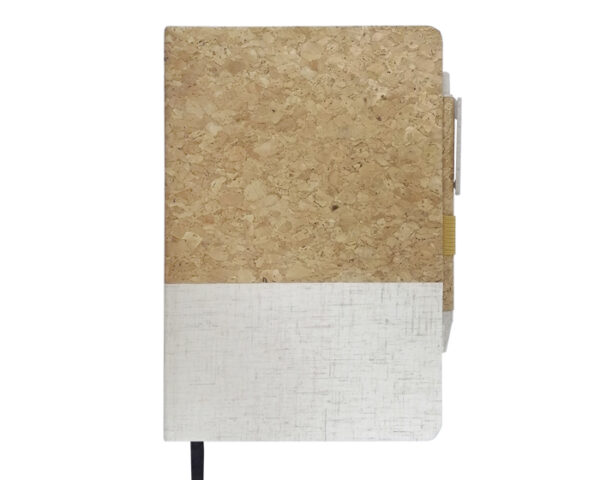 LIBRETA ECOLÓGICA ALCORNOQUE A2923 BLANCO (Corcho, algodón y papel / Bolígrafo: corcho y fibra de trigo.)