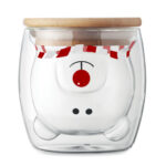 VASO DE VIDRIO DE DOBLE PARED DE 220 ML. COPITO A2940 TRANSPARENTE (VASO: VIDRIO DE BOROSILICATO / TAPA: BAMBÚ / A2940.19 /  ARTICULOS PROMOCIONALES)