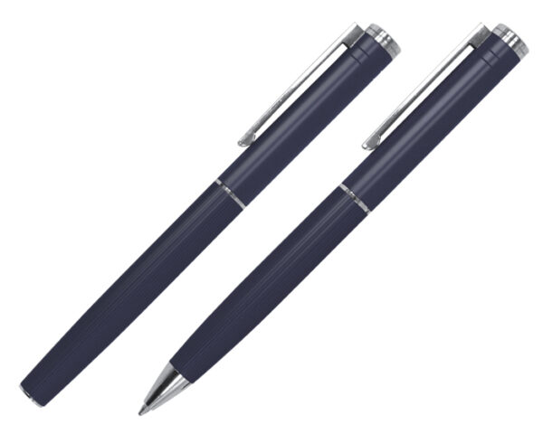 SET DE BOLÍGRAFOS DE METAL MOZART A2941 AZUL (Bolígrafo: Aluminio // Estuche: Cartón)