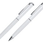 SET DE BOLÍGRAFOS DE METAL MOZART A2941 BLANCO (BOLÍGRAFO: ALUMINIO // ESTUCHE: CARTÓN / A2941.01 /  ARTICULOS PROMOCIONALES)