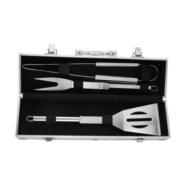 SET DE BBQ SNAZZY PLATA BBQ 003 (ACERO INOXIDABLE UTENSILIOS /ALUMINIO Y PVC ESTUCHE) - Imagen 5