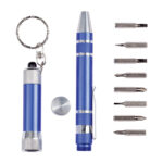 JUEGO DE DESARMADOR Y LAMPARA MACGYVER DES2064 AZUL (DESARMADOR: ALUMINIO// ESTUCHE: CARTÓN / A150195 /  ARTICULOS PROMOCIONALES)