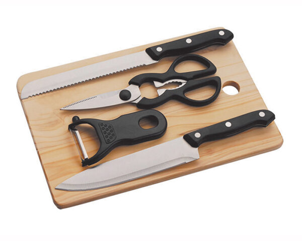 KIT DE COCINA 5PZS. JJ3045 CAFÉ (Madera / Acero Inoxidable / Plástico)