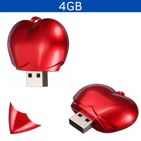 MEMORIA USB CORAZON 4GB (USB059-U) ROJO - Imagen 4