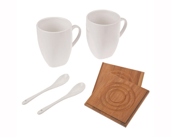 SET BAMBU 8OZ. SBC1242 BLANCO (Porcelana / Bambú)