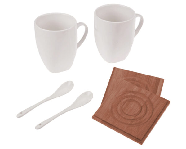 SET BAMBU 8OZ. SBC1242 BLANCO (Porcelana / Bambú) - Imagen 3