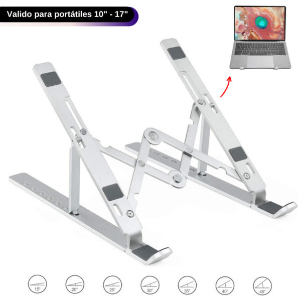 SOPORTE PLEGABLE DE ALUMINIO LAPTOP/TABLETA (TEC161-U) PLATA